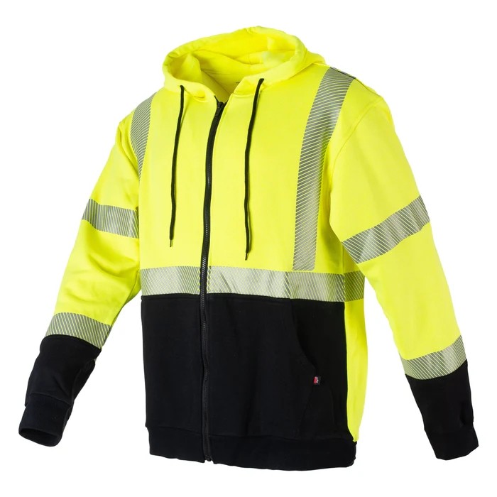 Workwear FR Flame Resistant Hi Vis Fleece Zip Hoodie Sweatshirt 